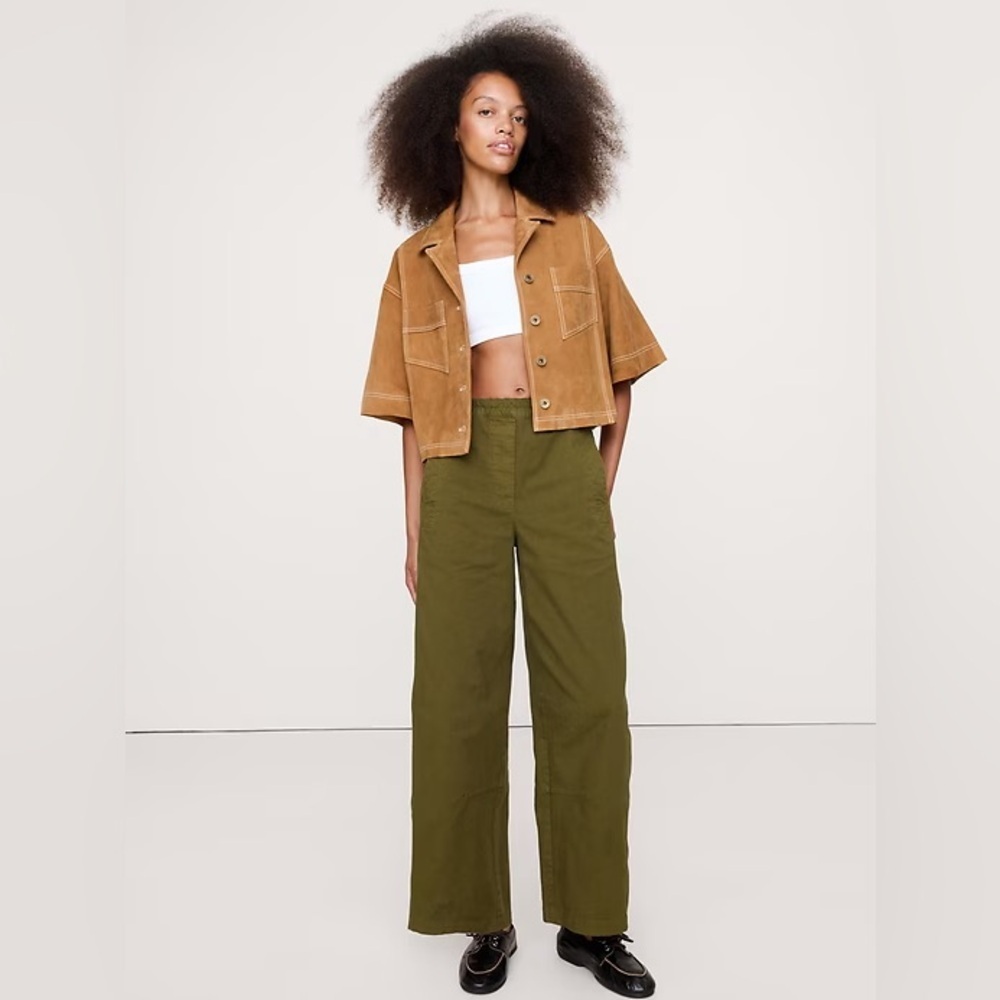NWT! Banana Republic Olive Green Mid-Rise Relaxed Painter Pull-On Pant - 🖤